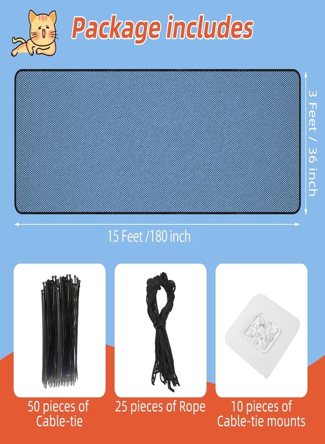 Dovesail Banister Guard 15 ft L x 3 ft H, Deck Safety Net for Baby Proofing, Balcony Mesh Netting, Stairway Deck Rail Mesh Netting for Child Safety, Pet Safety & Toy Safety – Black - Image 2